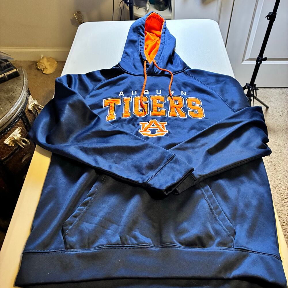 Colosseum Auburn Tigers Hoodie Large Blue Orange NCAA Pullover Sweatshirt